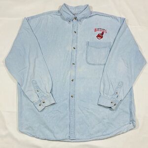 Vintage Cleveland Indians Embroidered Button Down Long Sleeve Shirt